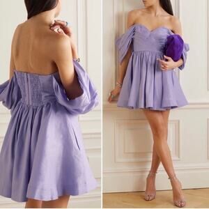 Aje Lavender Zorina Sweetheart Mini Dress